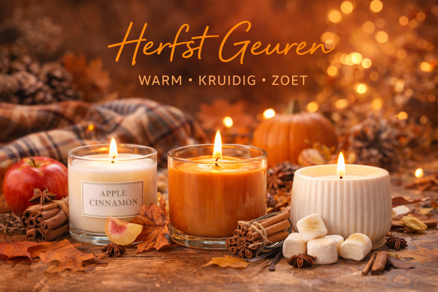 Herfst geuren voor kaarsen kopen – warme, kruidige en zoete geurolieën voor een knusse sfeer in huis