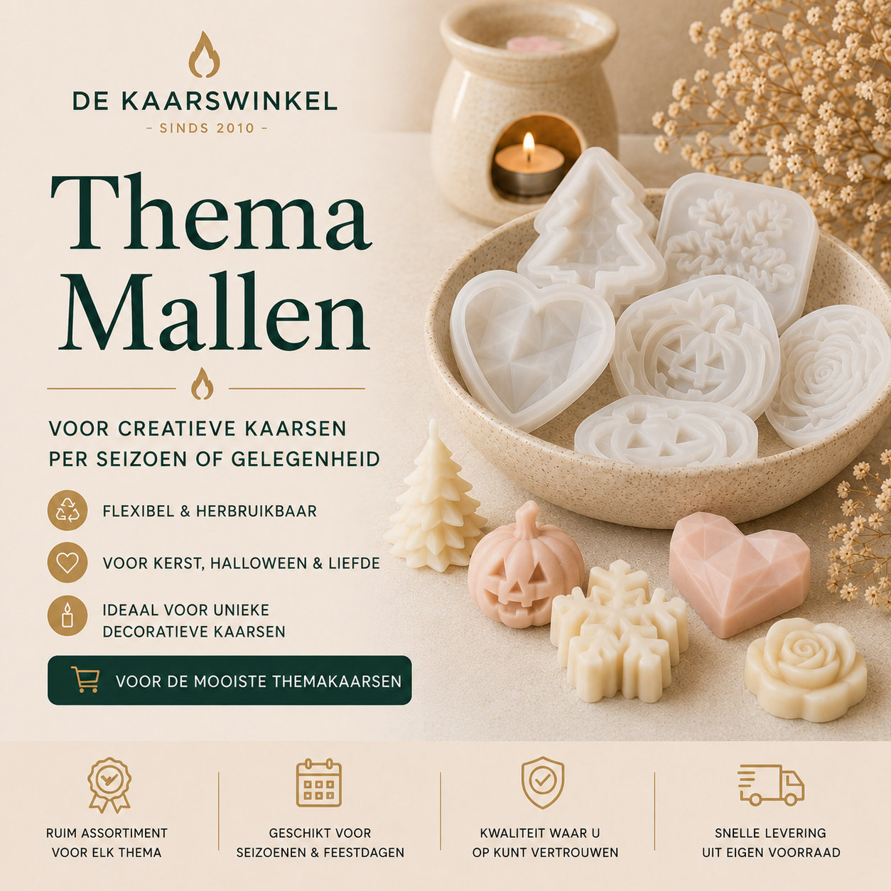 Siliconen thema mallen voor feestdagen, seizoenen en creatieve kaarsen