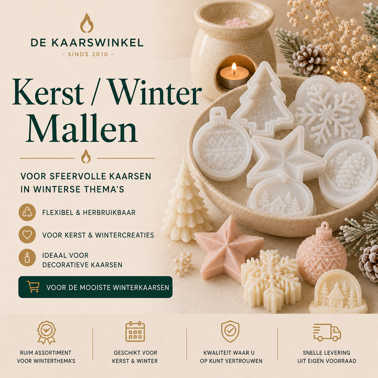 Siliconen Kerst en Winter mallen voor sfeervolle kaarsen