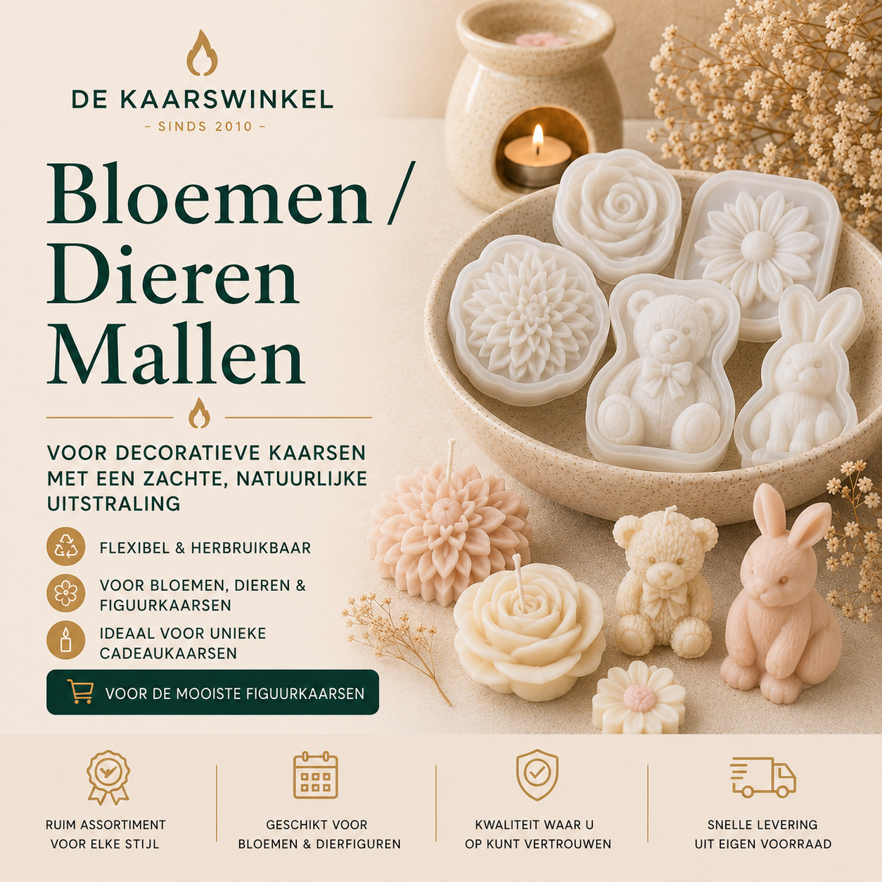 Siliconen bloemen en dieren mallen voor creatieve kaarsen
