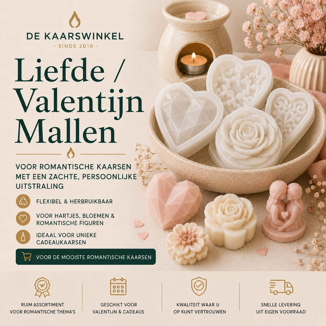 Siliconen Liefde en Valentijn mallen voor romantische kaarsen