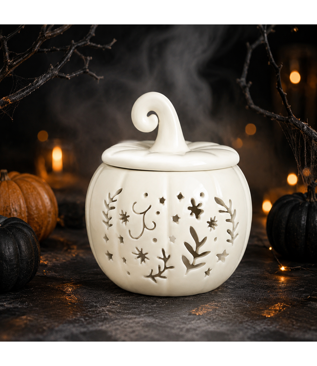 Geurbrander Keramiek Crème Folk Halloween Pumpkin - Fallcollectie