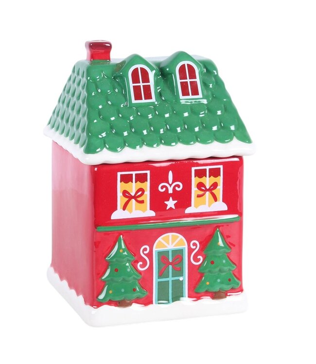 Geurbrander Keramiek Red Christmas House Wax Burner