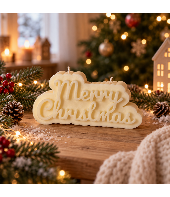 Siliconen kaarsenmal Merry Christmas 133x69x26 mm - Kaarsen maken