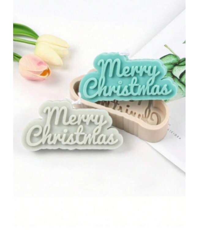 Siliconen kaarsenmal Merry Christmas 133x69x26 mm - Kaarsen maken