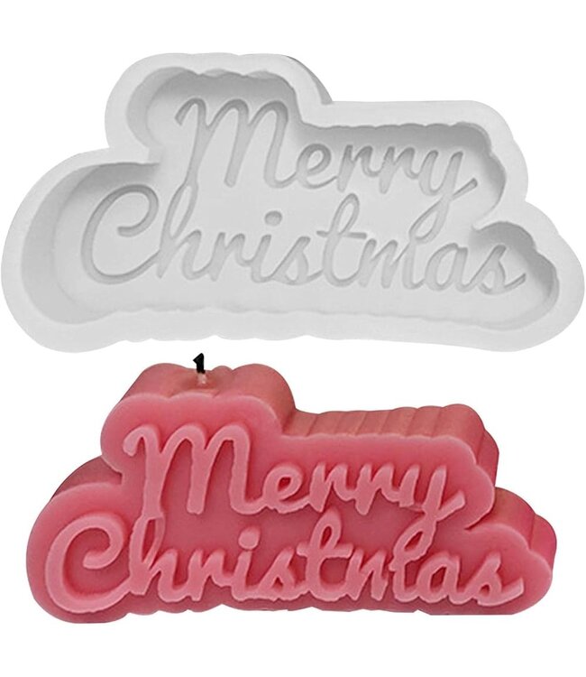 Siliconen kaarsenmal Merry Christmas 133x69x26 mm - Kaarsen maken