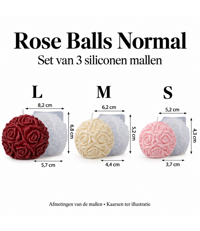 Siliconen kaarsenmal Voordeelset - Rose Balls Normal (3 mallen) - Zelf kaarsen maken
