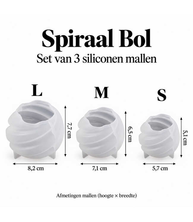 Voordeelset Spiraal Bol Kaarsenmallen - 3 Siliconen Mallen