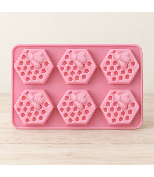 Siliconenmal Honingraat met Bijenmotief - Zelf waxmelts - Zeep maken