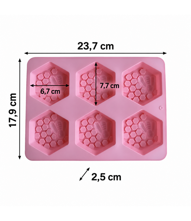 Siliconenmal Honingraat met Bijenmotief - Zelf waxmelts - Zeep maken