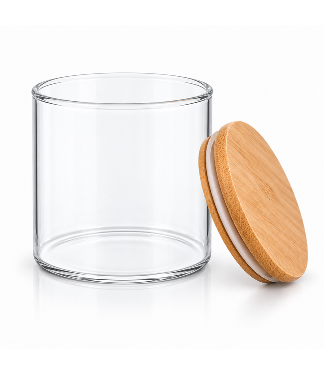 Kaarsenglas 250 ml met Deksel – Transparant Borosilicaatglas voor Zelf Kaarsen Maken