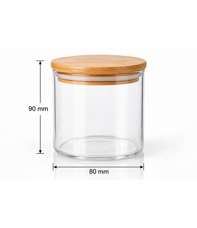 Kaarsenglas 350 ml met Bamboedeksel – Transparant Borosilicaatglas voor Zelf Kaarsen Maken