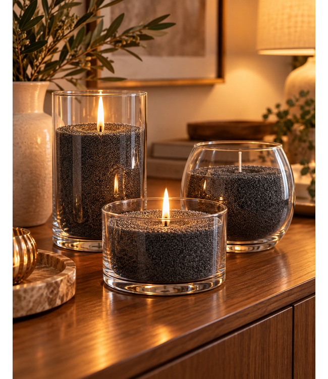 Sandwax Black 500 gram – Natuurlijk Kaarsenzand voor Zelf Kaarsen Maken inclusief 10 Lontjes van 100 mm