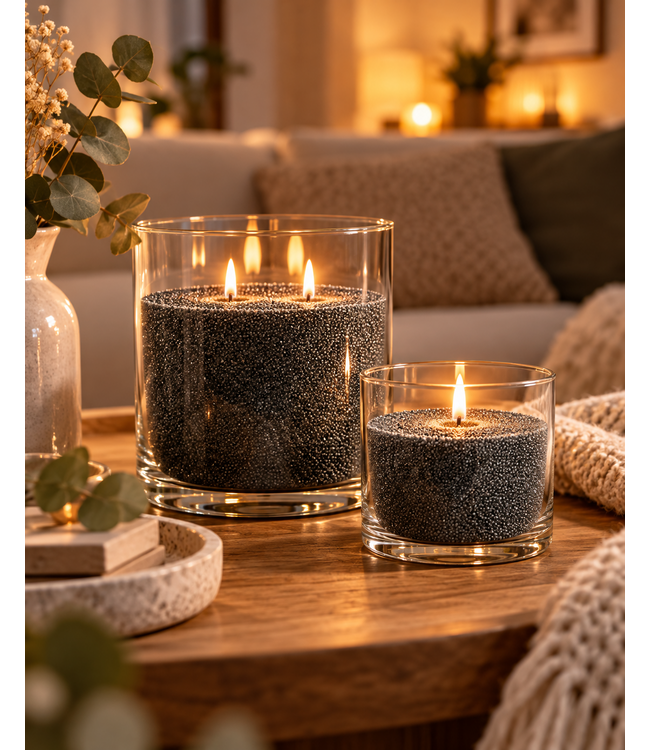 Sandwax Black 500 gram – Natuurlijk Kaarsenzand voor Zelf Kaarsen Maken inclusief 10 Lontjes van 100 mm