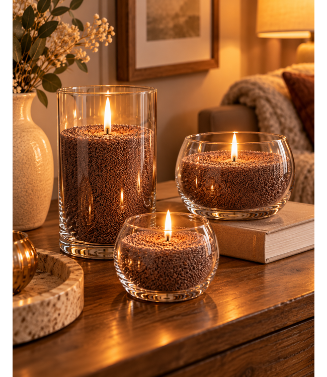 Sandwax Brown 500 gram – Natuurlijk Kaarsenzand voor Zelf Kaarsen Maken inclusief 10 Lontjes van 100 mm