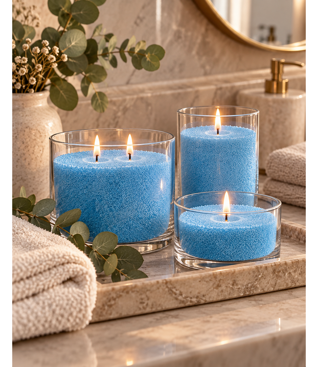 Sandwax Blue 500 gram – Natuurlijk Kaarsenzand voor Zelf Kaarsen Maken inclusief 10 Lontjes van 100 mm