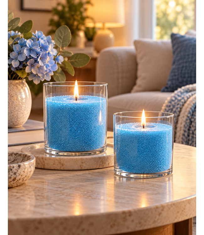 Sandwax Blue 500 gram – Natuurlijk Kaarsenzand voor Zelf Kaarsen Maken inclusief 10 Lontjes van 100 mm