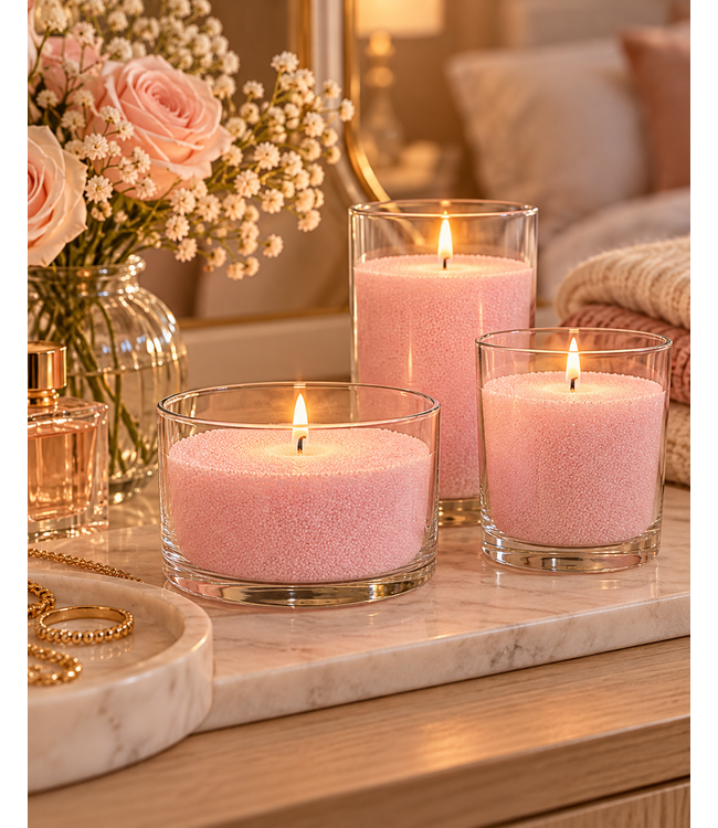 Sandwax Pink 500 gram – Natuurlijk Kaarsenzand voor Zelf Kaarsen Maken inclusief 10 Lontjes van 100 mm