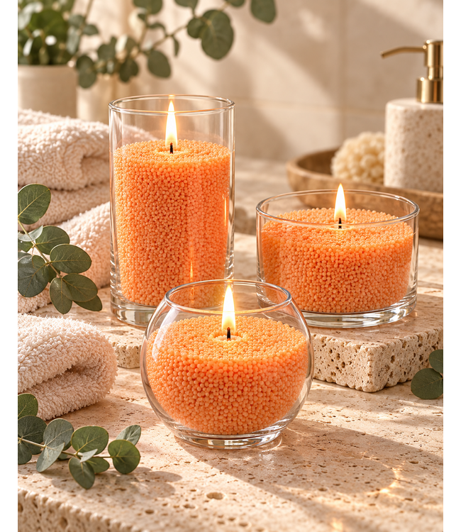 Sandwax Orange 500 gram – Natuurlijk Kaarsenzand voor Zelf Kaarsen Maken inclusief 10 Lontjes van 100 mm