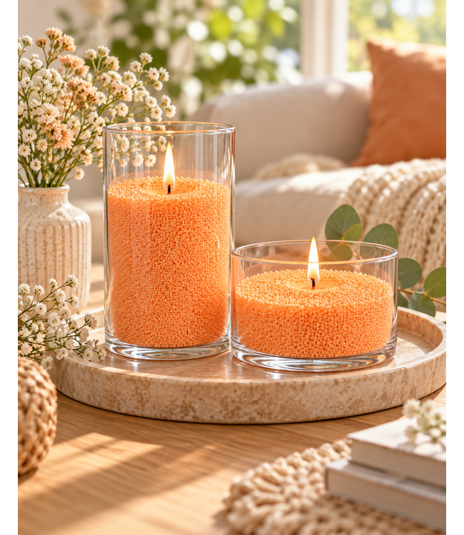 Sandwax Orange 500 gram – Natuurlijk Kaarsenzand voor Zelf Kaarsen Maken inclusief 10 Lontjes van 100 mm