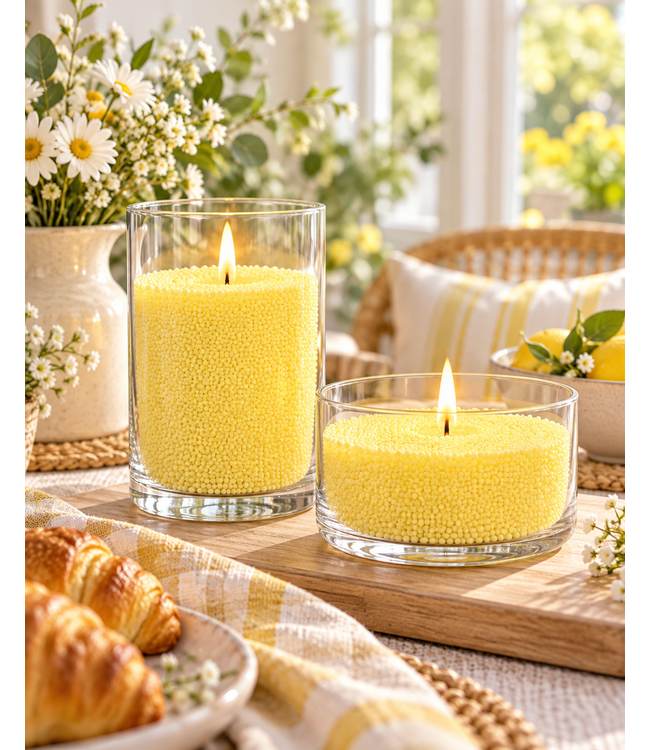 Sandwax Yellow 500 gram – Natuurlijk Kaarsenzand voor Zelf Kaarsen Maken inclusief 10 Lontjes van 100 mm