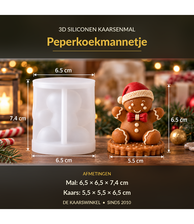 Siliconenmal Gingerbreadman 3D – Peperkoekmannetje met Kerstmuts