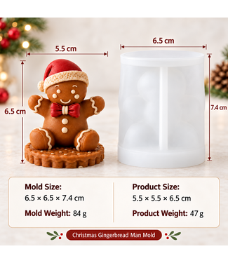 Siliconenmal Gingerbreadman 3D 74x65 mm