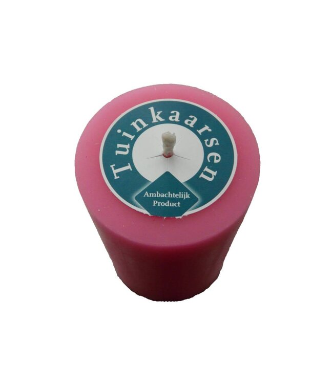 Handmade Buitenkaars in felle kleur roze Ø 7x10cm