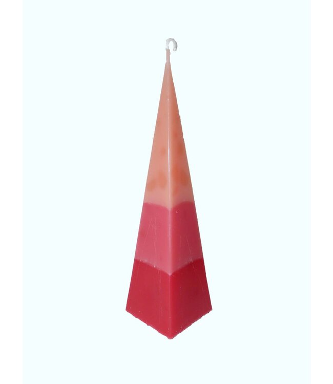 Kaars Piramide TriColor Roze 6x6x23 cm