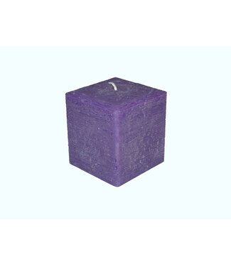 Kaars Vierkant Groot Rustique Paars 10x10x10 cm