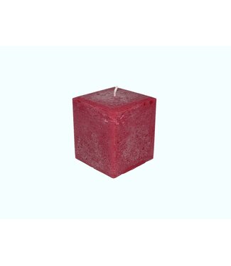 Kaars Vierkant Groot Rustique Rood 10x10x10 cm