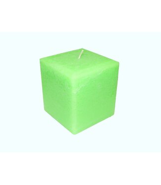Kaars Vierkant Groot Rustiek Fluor Groen 10x10x10 cm