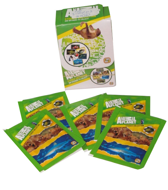 Animal planet set van 5 stickers in verrassingszakje 50st.