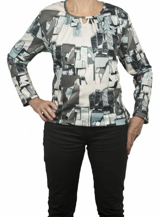 Tomar blouson blokmotief blauw Tomar blouson blokmotief blauw