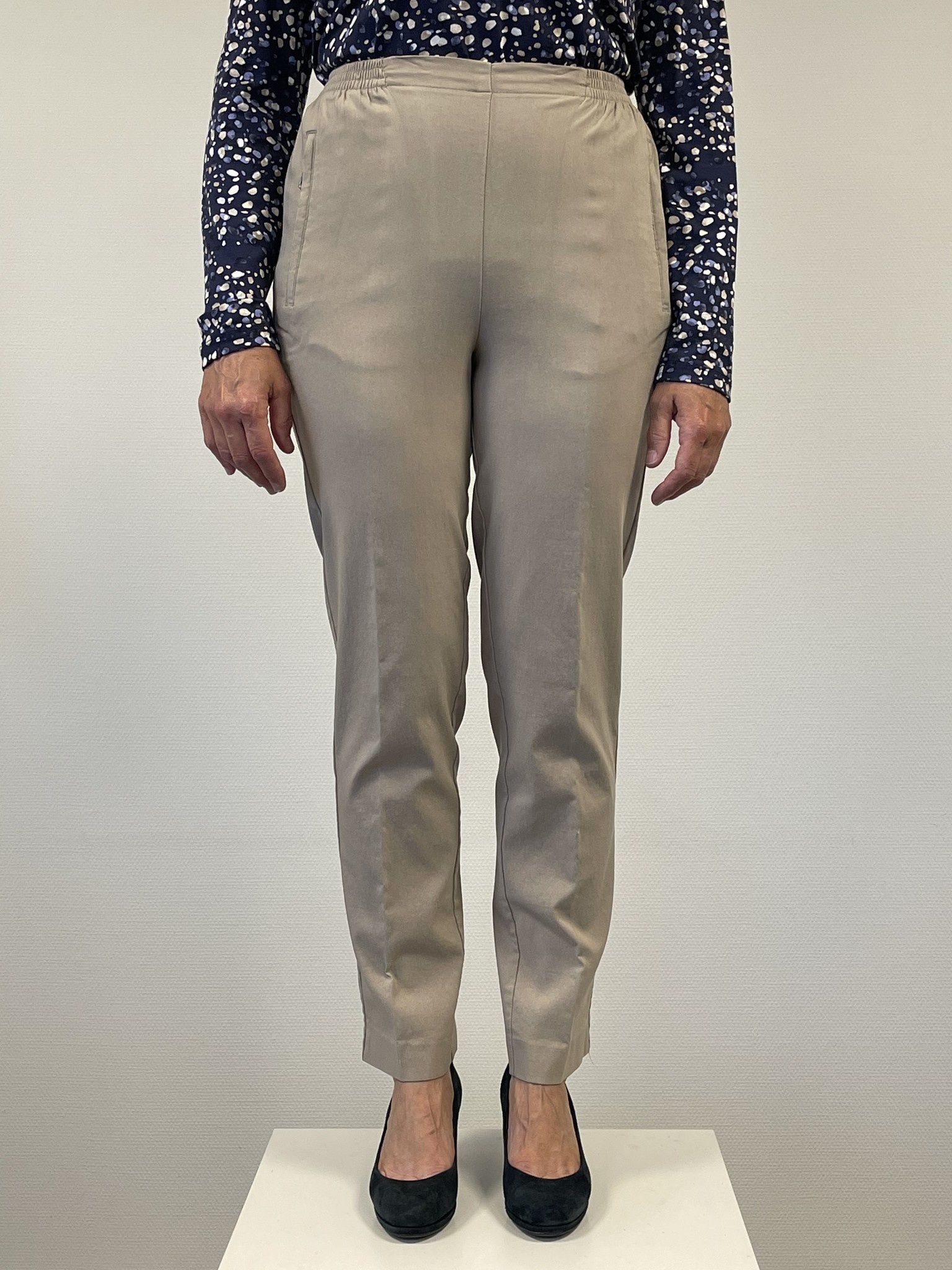 GRECERELLE Stoffen broek kostuumbroek business casual broek elegant dames elastische tailleband met zakken en knopen, wijnrood, L