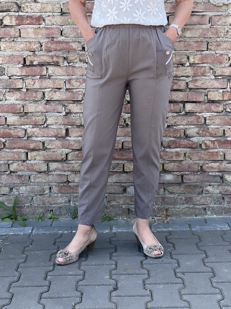 Cherry Berry Stretch broek dames knopen