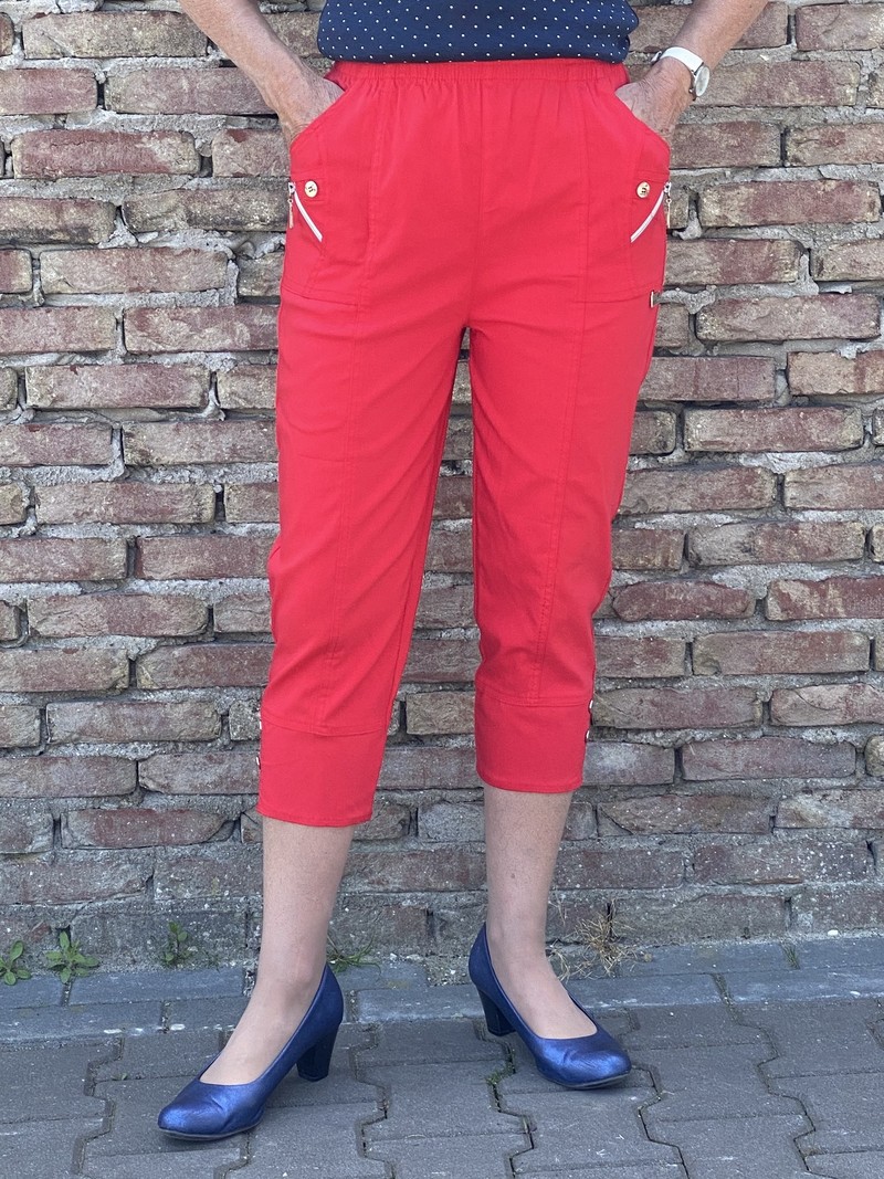 Cherry Berry stretch broek dames knopen 7/8