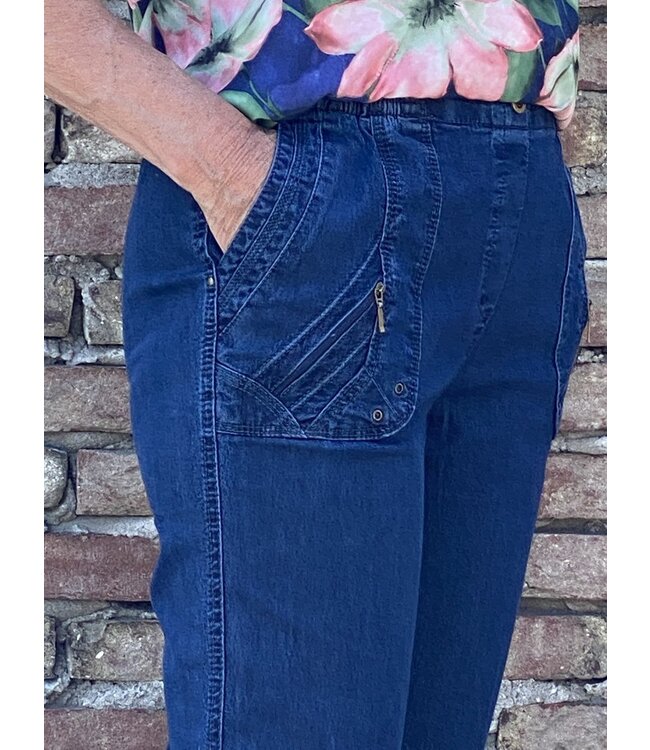comfort spijkerbroek dames 7/8 met elastische tailleband - NewFashion