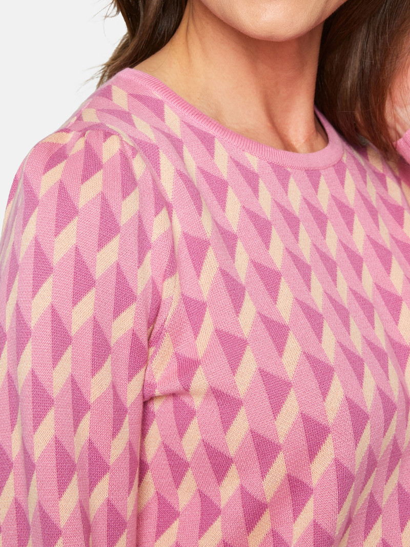 Signature pullover jacquard print roze