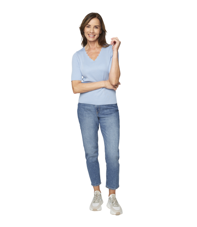 pullover zigzag v-hals k/m blue