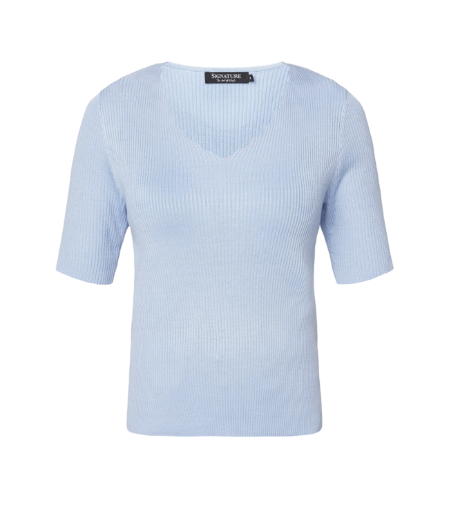 pullover zigzag v-hals k/m blue