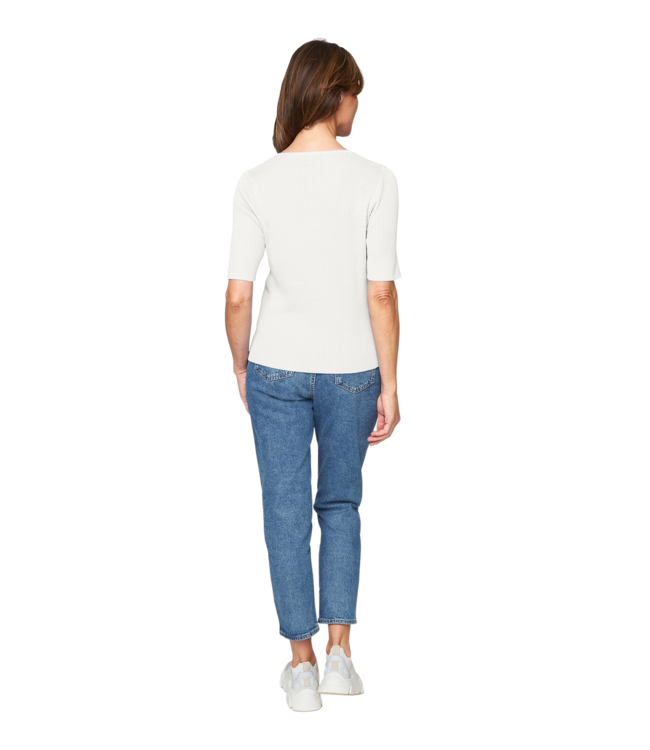 pullover zigzag v-hals k/m offwhite