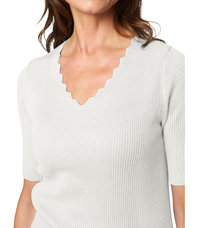 pullover zigzag v-hals k/m offwhite