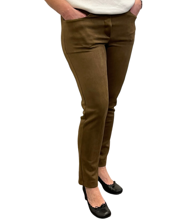 stretch broek suedine (hoge taille)