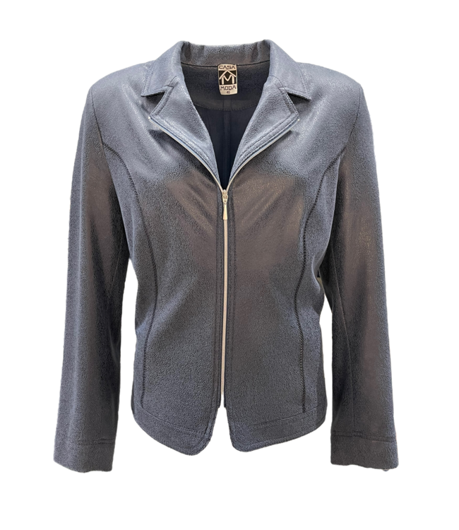 suedine jack met rits jeansblauw