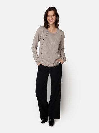 Signature pullover met knopen effen beige