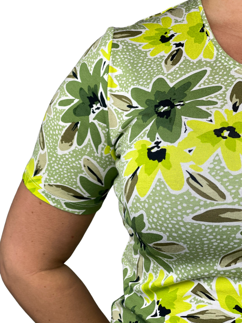 Marinello t-shirt flowers- dot lime-groen