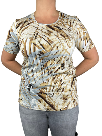 Marinello t-shirt fantasy beige- grijs