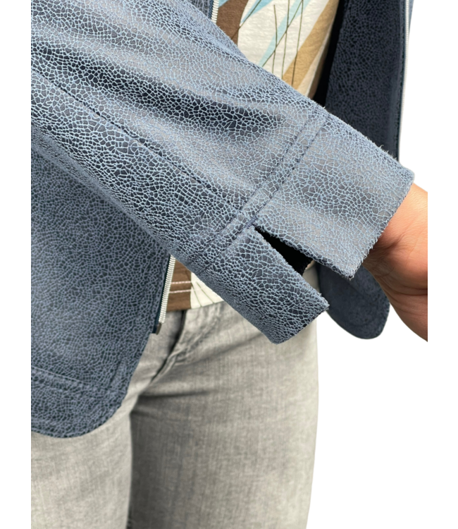 suedine jack met rits jeansblauw