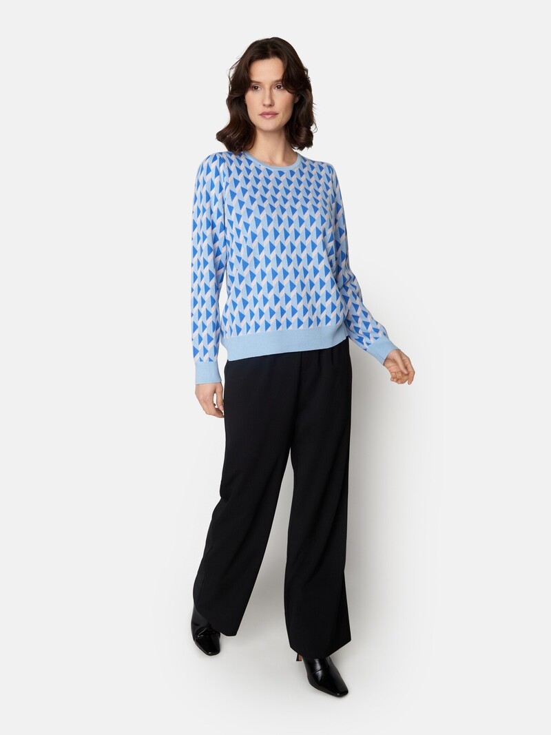 Signature pullover jacquard print blauw